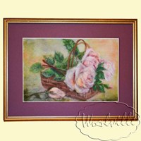 Картина из шерсти Лукошко с розами