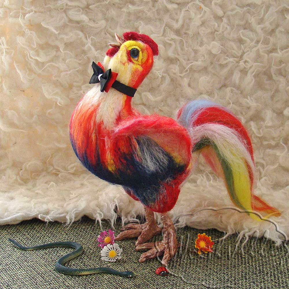 Игрушка из шерсти молодой петушок Феникс