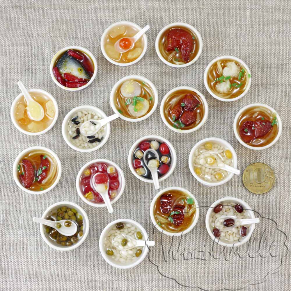 Кукольная миниатюра миска с едой 32 мм