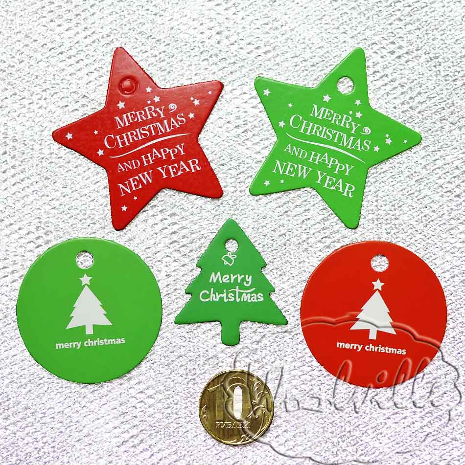 Тег бирка елочка зеленая 37 мм