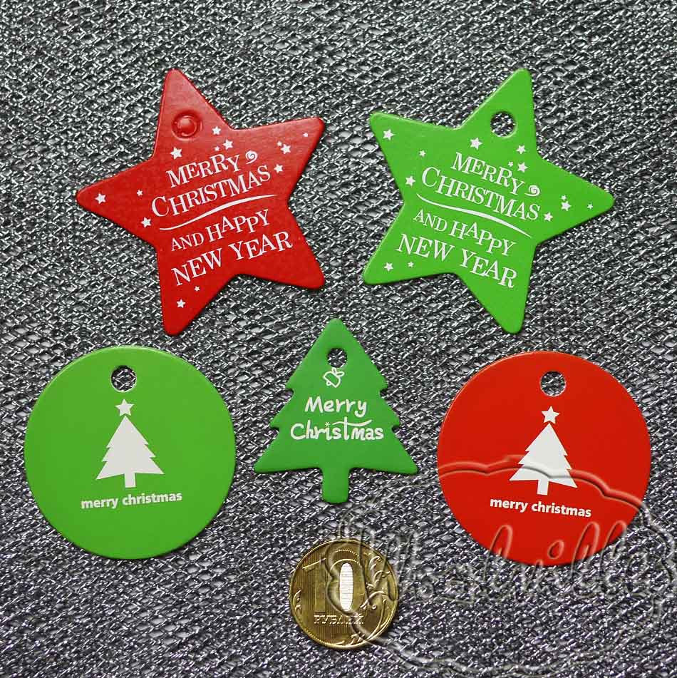 Тег бирка елочка зеленая 37 мм