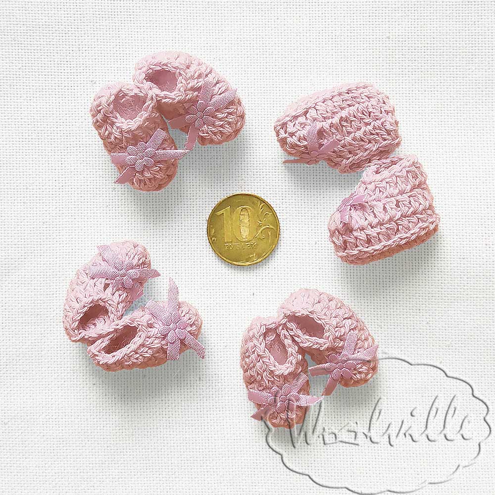 Кукольная миниатюра пинетки розовые 28 мм