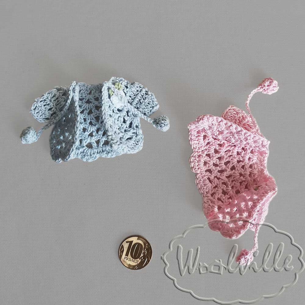 Кукольная миниатюра кофточка розовая 60 мм