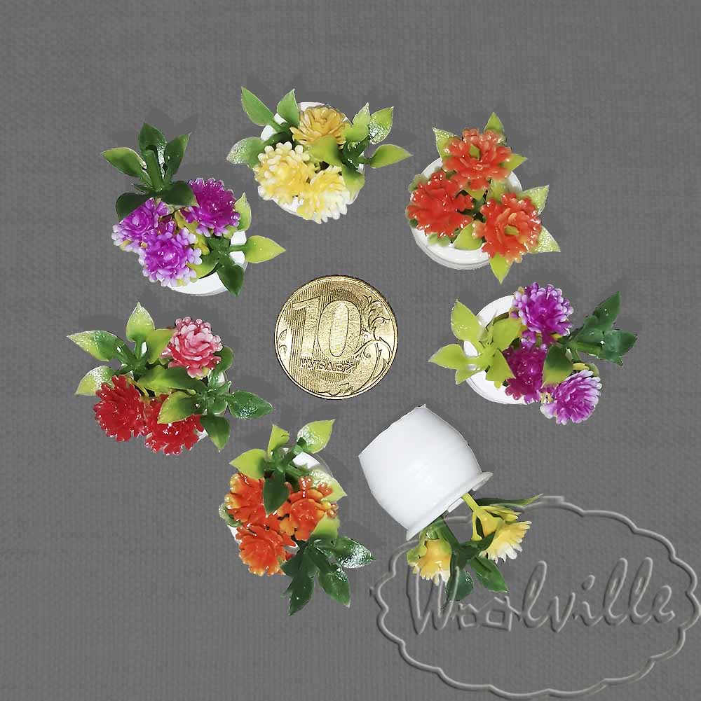 Кукольная миниатюра ваза с цветами 27 мм