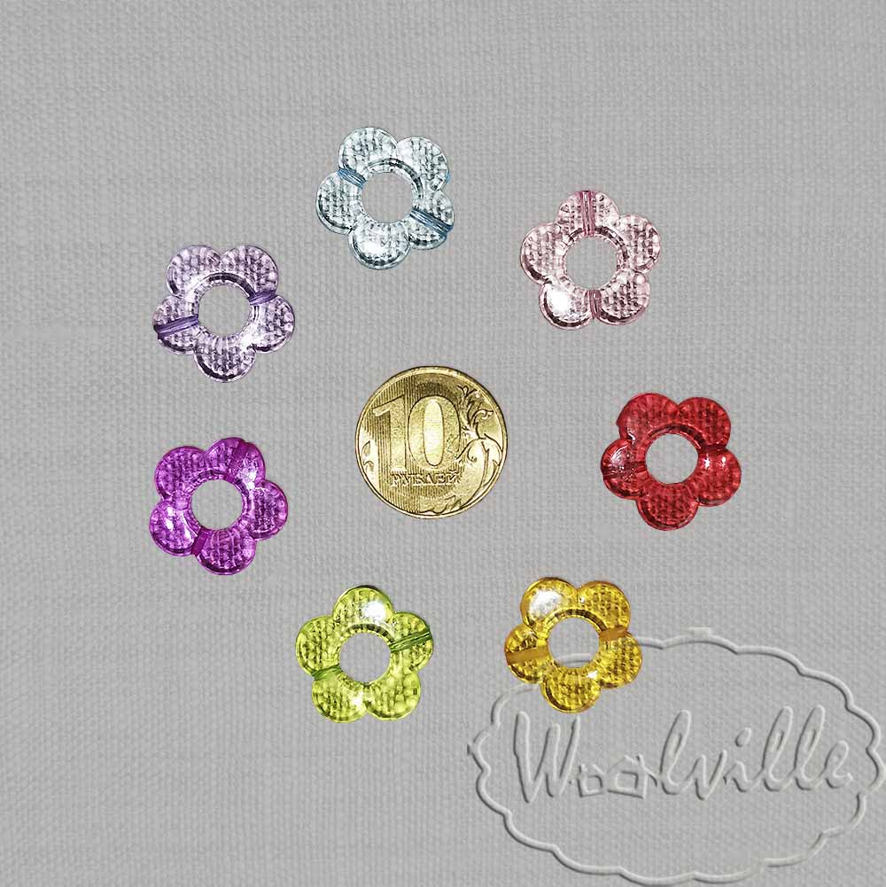 Бусина цветок прозрачная 20 мм