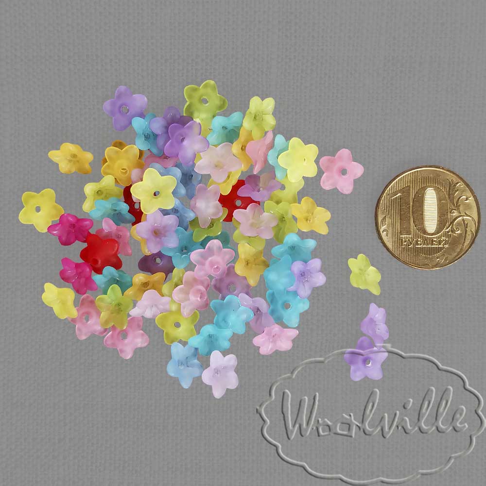 Цветочки бусины микс 10 шт