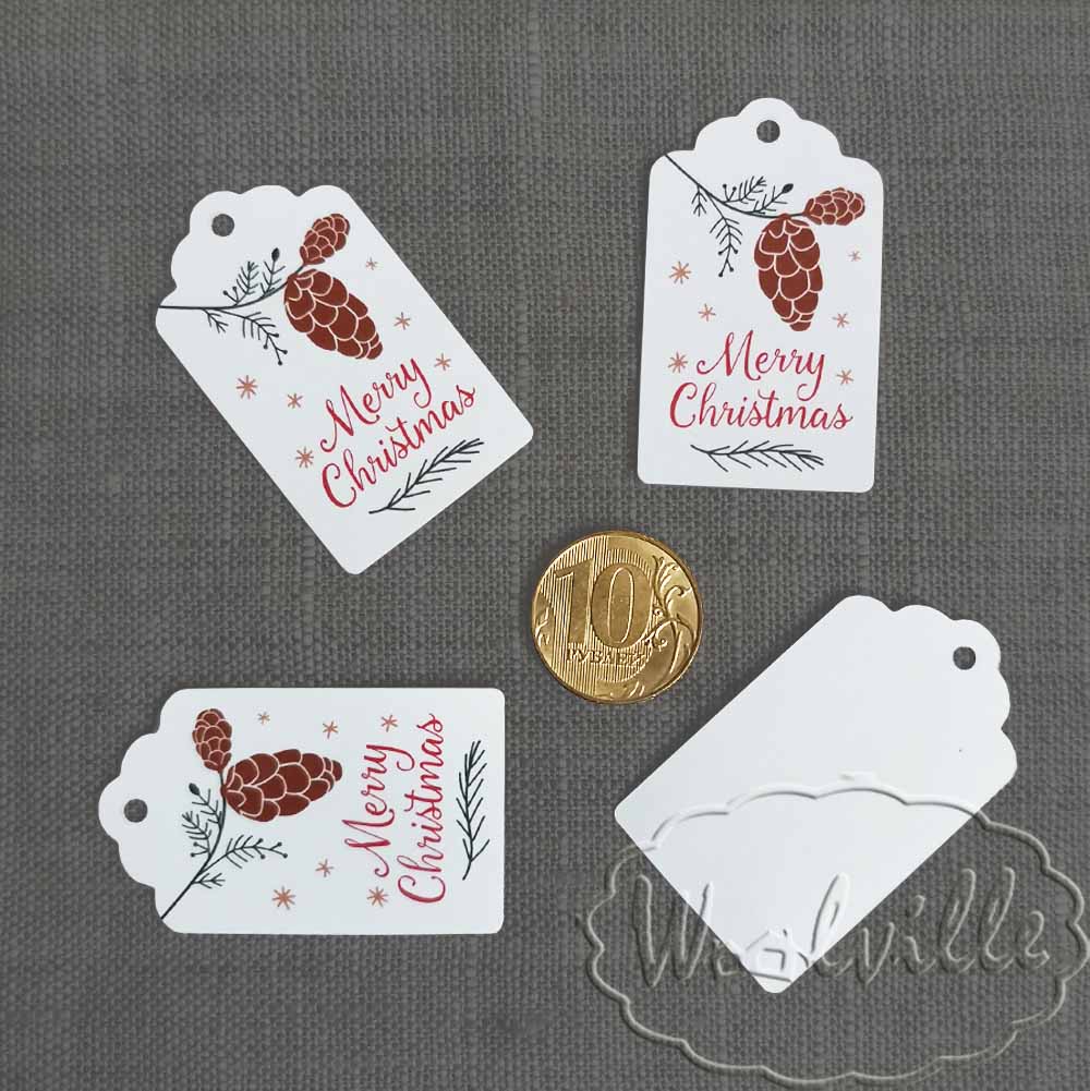 Тег бирка с Рождеством 50 мм