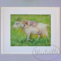 Картина из шерсти Девочка и коза
