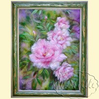 Картина из шерсти Розовые пионы