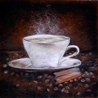 Картина из шерсти Чашка кофе и корица