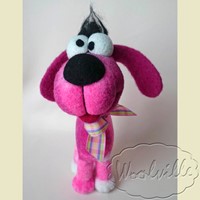 Валяная игрушка собачка розовая 22 см