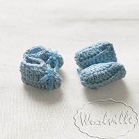 Кукольная миниатюра пинетки голубые 28 мм